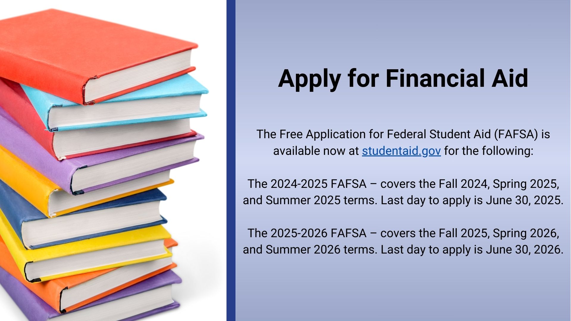 Apply for FInancial Aid 2025